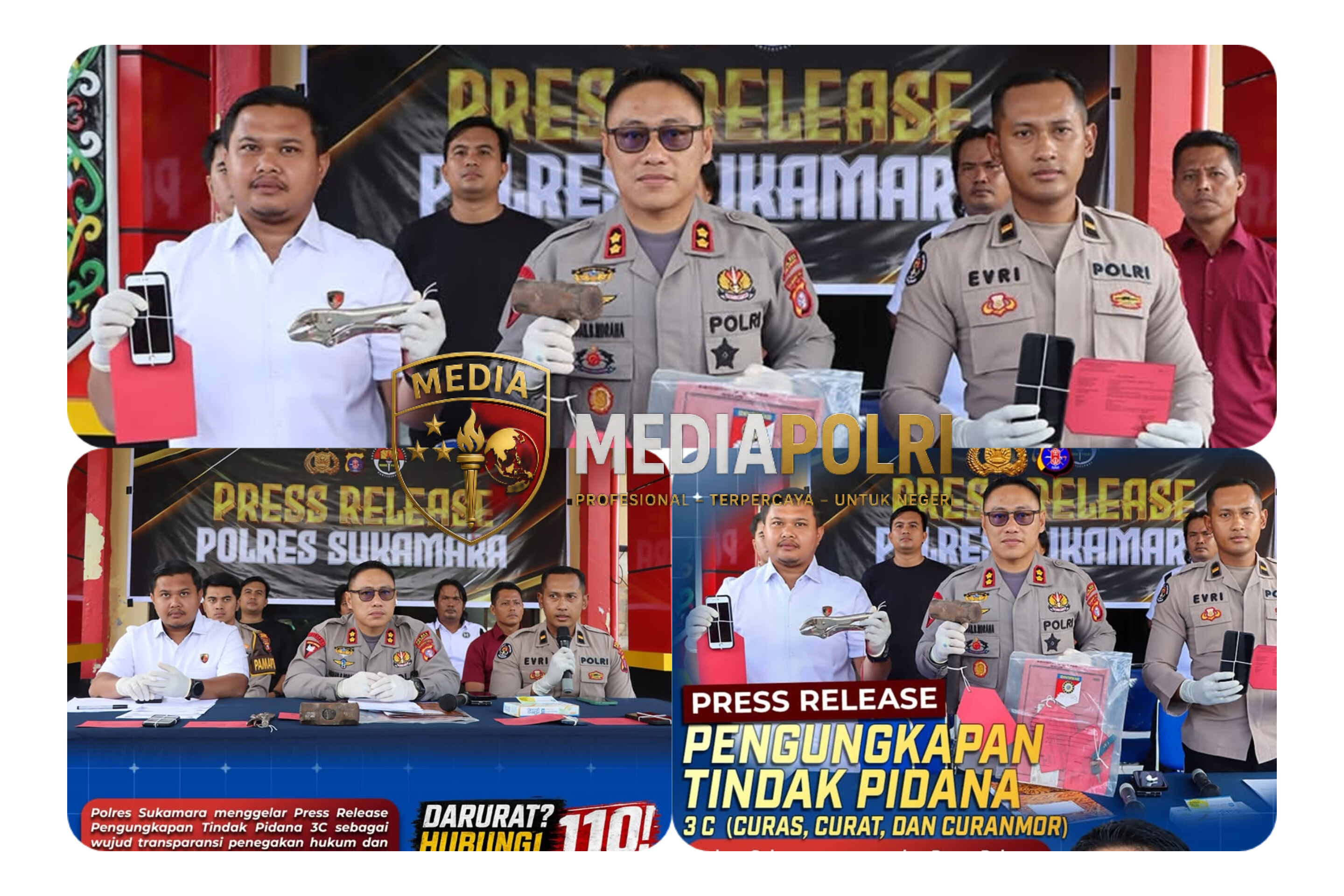 Polres Sukamara Ikuti Press Release Pengungkapan Kasus 3C Se-Kalimantan Tengah Secara Virtual