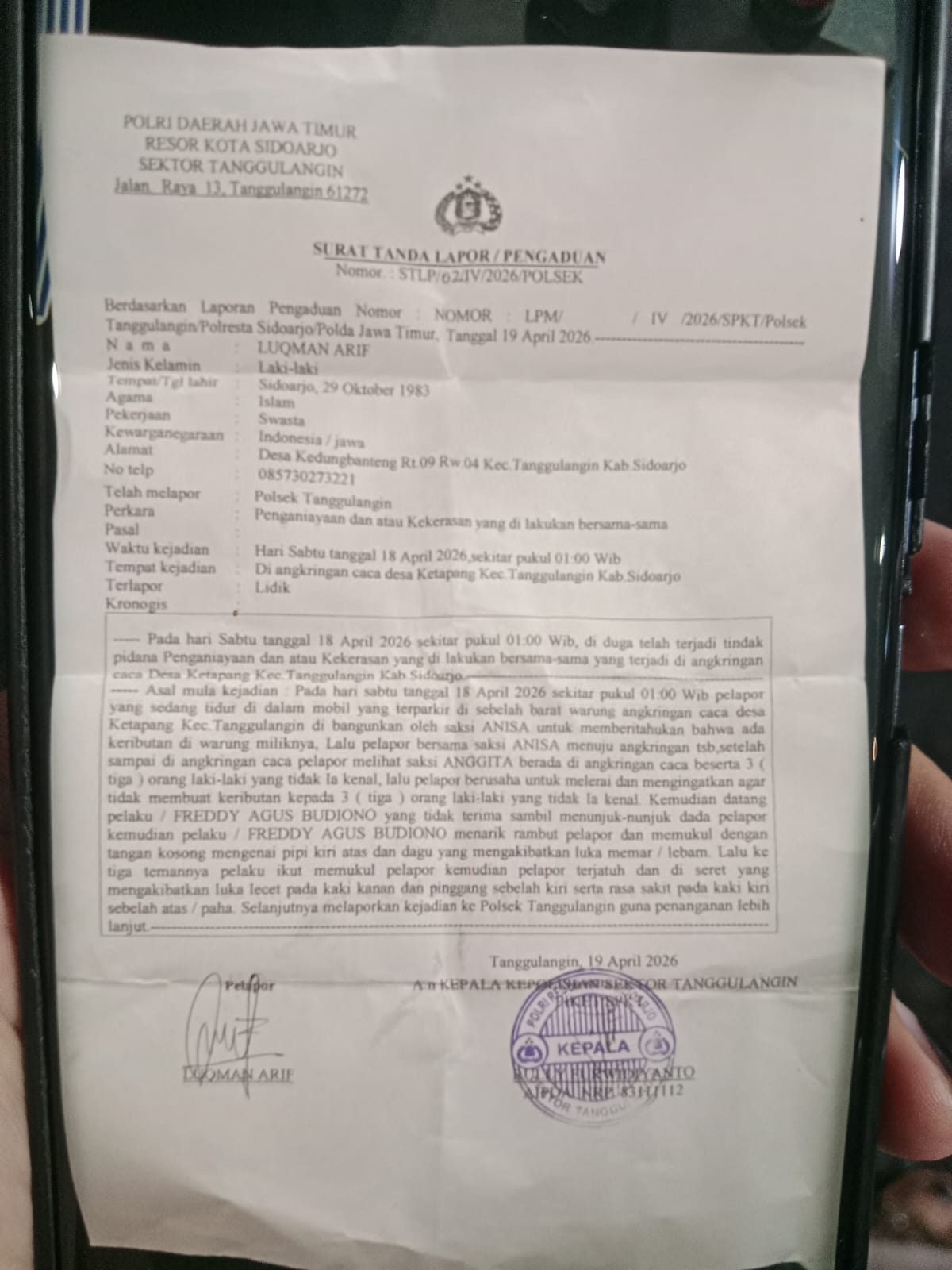 Berusaha Redam Keributan di Warung Angkringan, Warga Tanggulangin Berakhir Jadi Terlapor dan Pelapor